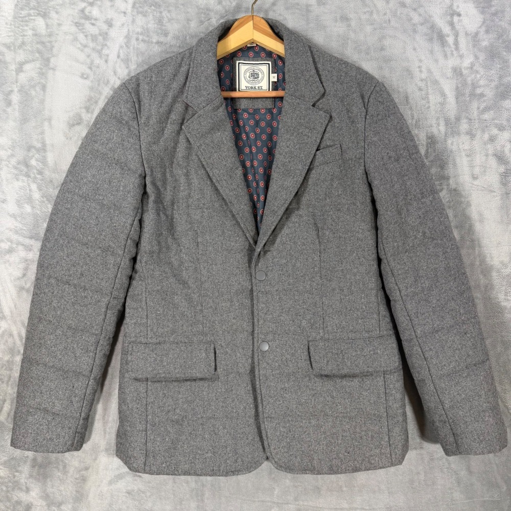 J Press Men's Wool Puffer Blazer Jacket Men's Size M Medium Gray NWOT